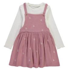 GX563: Girls Embroidered Floral Pinafore & Top Outfit (1-8 Years)